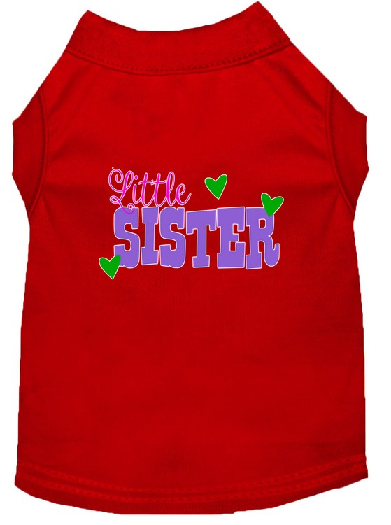 Little Sister Screen Print Dog Shirt Red XS